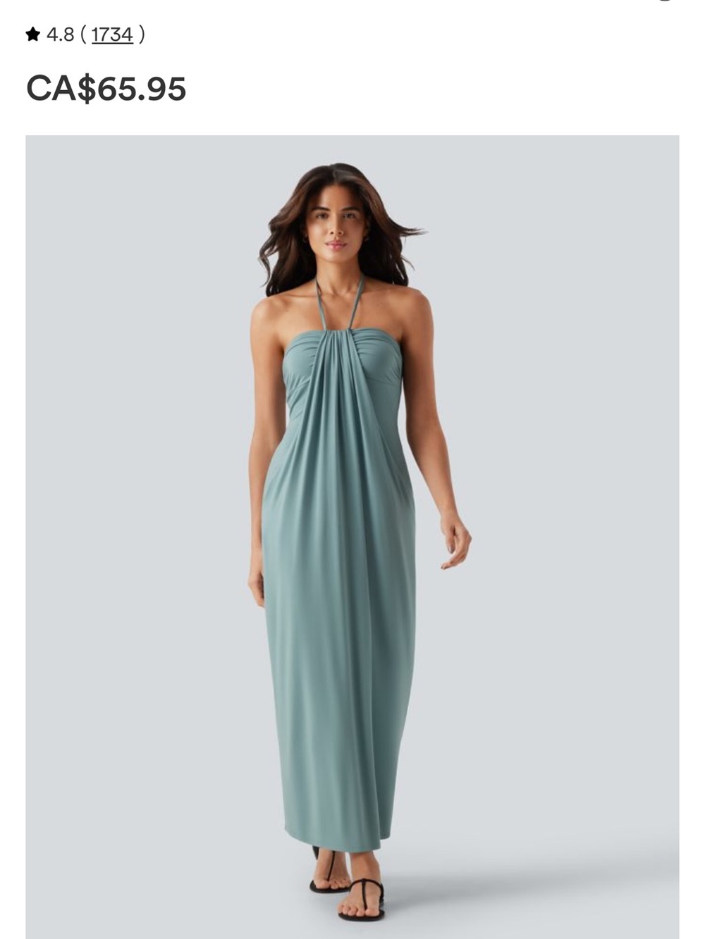 HALARA Sage Green Strapless Halter Maxi Dress